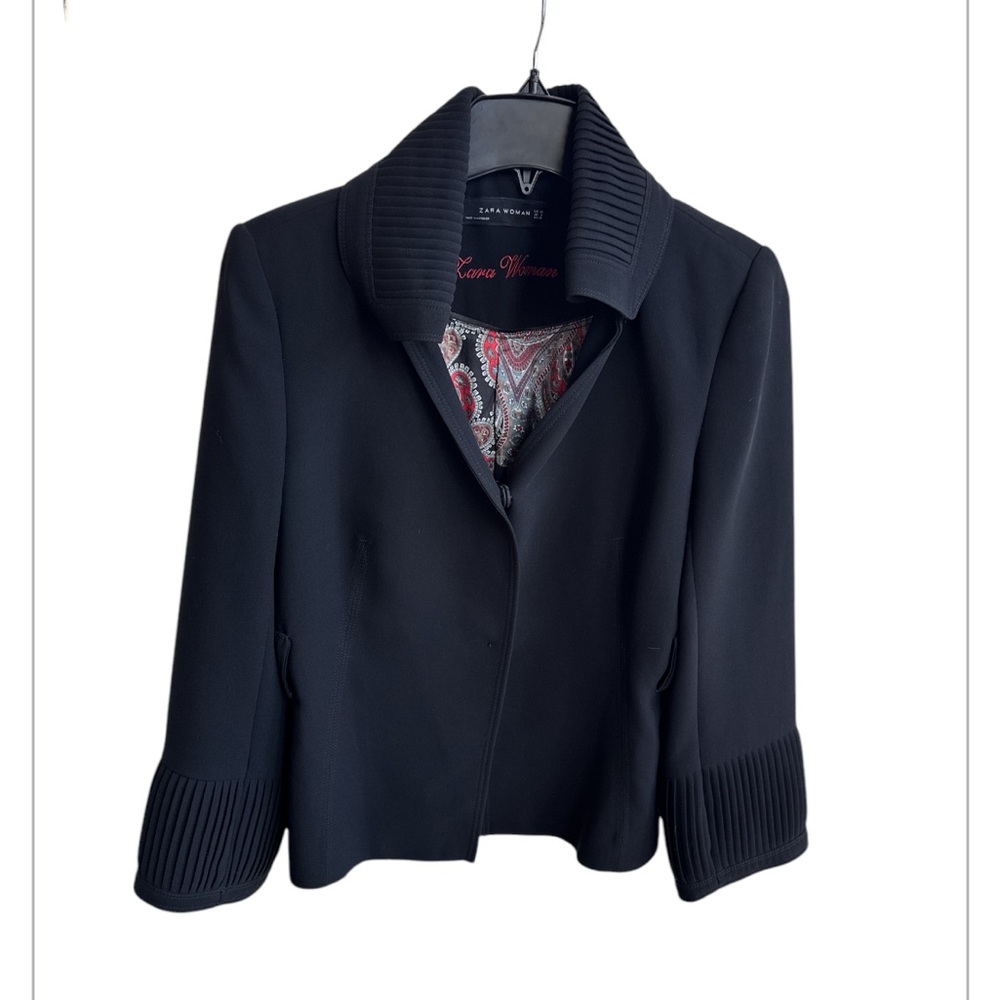 Zara Woman Black Jacket Two buttons size 6 Black Jacket - Picture 2 of 7